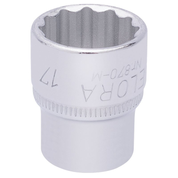 Draper 870-M 17 Elora Bi-Hexagon Socket, 3/8 inch  Sq. Dr., 17mm - Code: 25937 - Pack Qty 1