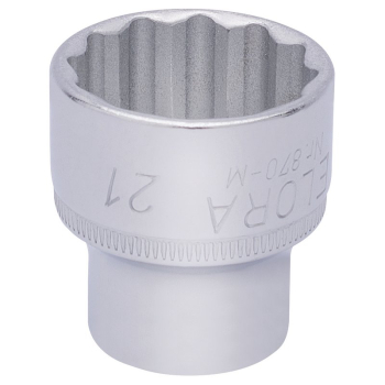 Draper 870-M 21 Elora Bi-Hexagon Socket, 3/8 inch  Sq. Dr., 21mm - Code: 25979 - Pack Qty 1
