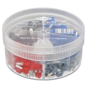 Draper 97 99 908 KNIPEX 97 99 908 Assortment Boxes with 200 Twin Wire Ferrules, 4 Parts - Code: 26154 - Pack Qty 1