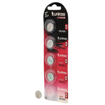 Draper U5CR1620 Uniross Lithium Coin Cell CR1620 Batteries (Pack of 5) - Code: 26163 - Pack Qty 20