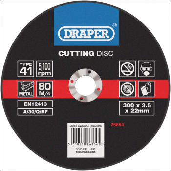 DRAPER Flat Metal Cutting Discs (300 x 2.8 x 22mm) - Pack Qty 1 - Code: 26864