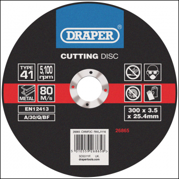 DRAPER Flat Metal Cutting Discs (300 x 2.8 x 25.4mm) - Pack Qty 1 - Code: 26865