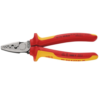 Draper 97 78 180 SB KNIPEX 97 78 180 SB VDE Crimping Pliers for Wire Ferrules, 180mm - Code: 26914 - Pack Qty 1