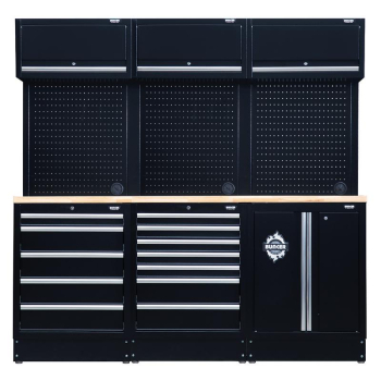 Draper MS400COMBO/14A BUNKER® 14 Piece Modular Storage Combo with Hardwood Worktop, 2040mm - Code: 27206 - Pack Qty 1