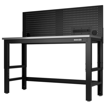 BUNKER Workbench with Stainless Steel Worktop and Power Pegboard, 1550mm - B300-WB61SSPPFS - Code: 27420 - Pack Qty 1