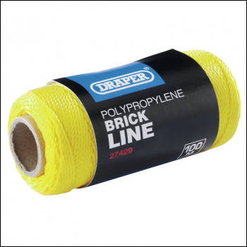 Draper BL100HV Polypropylene Brick Line, 100m, Yellow - Code: 27429 - Pack Qty 12