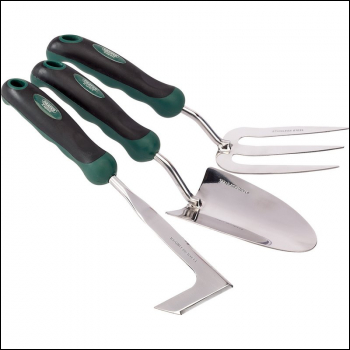 Draper GSFTPW Stainless Steel Heavy Duty Soft Grip Fork, Trowel and Weeder Set (3 Piece) - Code: 27436 - Pack Qty 1