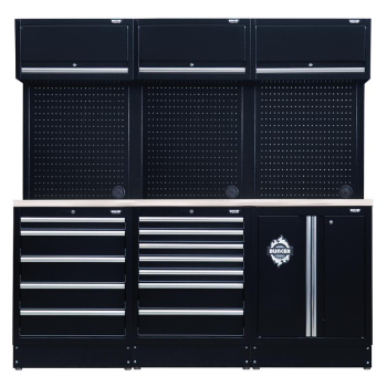 BUNKER 14 Piece Modular Storage Combo with Stainless Steel Worktop 2040mm - MS400COMBO/14B - Code: 27470 - Pack Qty 1