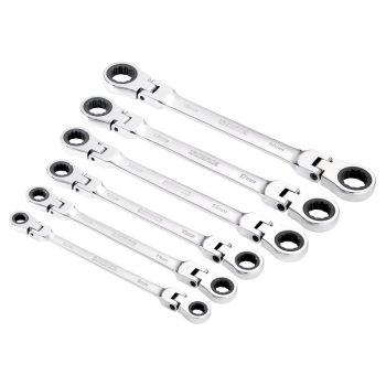 Draper 8231FBSMM/6 Draper HI-TORQ® Metric Flexible Head Double Ring Ratchet Spanner Set (6 Piece) - Code: 27762 - Pack Qty 1