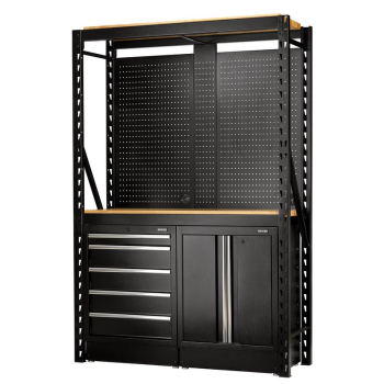 Draper MS400-C1 15PC W BUNKER® 15 Piece Modular Storage Combo 2 Tier Racking with Hardwood Shelving, Pegboards and Floor Cabinets, 1500mm - Code: 27912 - Pack Qty 1