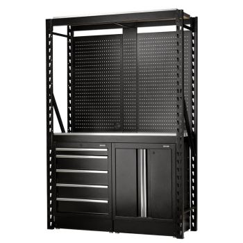 Draper MS400-C1 15PC S BUNKER® 15 Piece Modular Storage Combo 2 Tier Racking with Stainless Steel Shelving, Pegboards and Floor Cabinets, 1500mm - Code: 27972 - Pack Qty 1