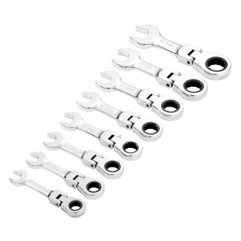 Draper 8230FMMBS/8 Draper HI-TORQ® Metric Stubby Flexible Head Ratchet Combination Spanner Set (8 Piece) - Code: 27982 - Pack Qty 1