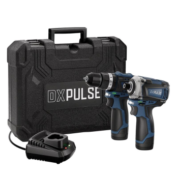 Draper DX12VCDID DXPULSE 12V Brushless Combi Drill & Impact Driver Kit, 1/4 inch  Sq. Dr., 2 x 2.0Ah Batteries, 1 x Charger - Code: 27983 - Pack Qty 1