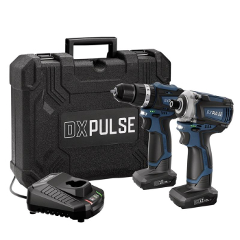 Draper DX12VCD&ID DXPULSE 12V Brushless Combi Drill & Impact Driver Kit, 1/4 inch  Sq. Dr., 2 x 4.0Ah Batteries, 1 x Fast Charger - Code: 28003 - Pack Qty 1
