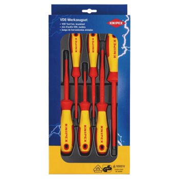 Draper 00 20 12 V02 KNIPEX 00 20 12 V02 VDE Slotted/Phillips® Screwdriver Set, 6 Parts - Code: 28009 - Pack Qty 1