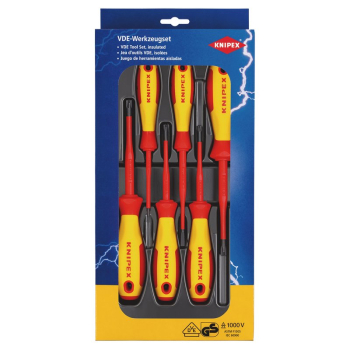 Draper 00 20 12 V05 KNIPEX 00 20 12 V05 VDE PlusMinus/Slotted Screwdriver Set, 6 Parts - Code: 28017 - Pack Qty 1