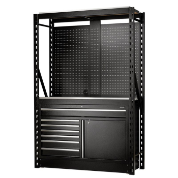 Draper MS400-C2 14PC S BUNKER® 14 Piece Modular Storage Combo 2 Tier Racking with Stainless Steel Shelving, Pegboards and Floor Cabinet, 1500mm - Code: 28075 - Pack Qty 1