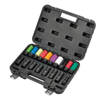 Draper AWNSS/18 Wheel Nut Socket Set, 1/2 inch  Sq. Dr. (18 Piece) - Code: 28198 - Pack Qty 1