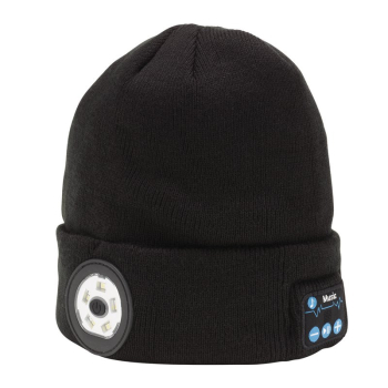 Draper BT-HPB Smart Wireless Rechargeable Beanie with LED Head Torch and USB Charging Cable, Black, One Size - Code: 28346 - Pack Qty 1