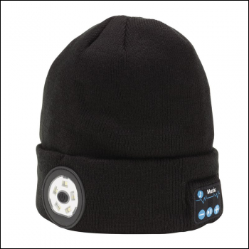 Draper BT-HPB Smart Wireless Rechargeable Beanie with LED Head Torch and USB Charging Cable, Black, One Size - Code: 28346 - Pack Qty 1