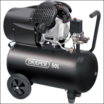Draper DA50/412TV 50L Direct Drive V-Twin Air Compressor, 2.2kW/3hp - Code: 29355 - Pack Qty 1