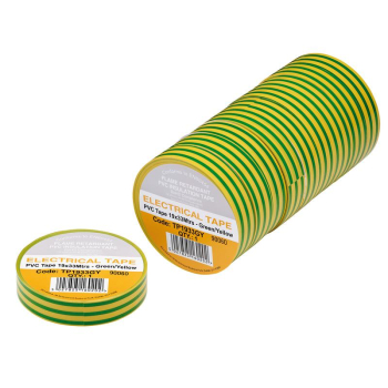 Draper TP1933GY Green/Yellow PVC Electrical Insulation Tape, 19mm x 33m (Pack of 10) - Code: 29504 - Pack Qty 1