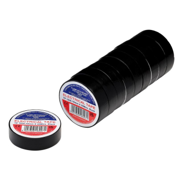 Draper TP1920BLK Black PVC Electrical Insulation Tape, 19mm x 20m (Pack of 10) - Code: 29505 - Pack Qty 1