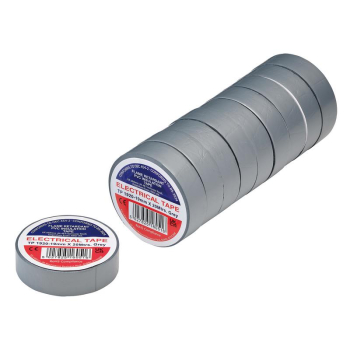 Draper TP1920GRY Grey PVC Electrical Insulation Tape, 19mm x 20m (Pack of 10) - Code: 29527 - Pack Qty 1