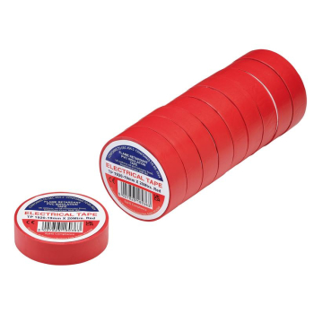 Draper TP1920RED Red PVC Electrical Insulation Tape, 19mm x 20m (Pack of 10) - Code: 29530 - Pack Qty 1