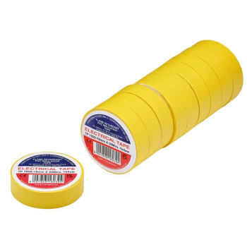Draper TP1920YEL Yellow PVC Electrical Insulation Tape, 19mm x 20m (Pack of 10) - Code: 29531 - Pack Qty 1