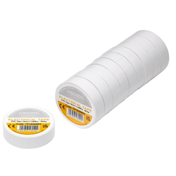 Draper TP1920WHI White PVC Electrical Insulation Tape, 19mm x 20m (Pack of 10) - Code: 29532 - Pack Qty 1