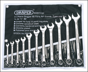 Draper 8220/11/AF Draper Expert HI-TORQ® Imperial Combination Spanner Set (11 Piece) - Code: 29546 - Pack Qty 1