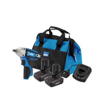 Draper PTK12VKIT 12V Impact Wrench Kit, 2 x 4.0Ah, 1 x Fast Charger, 1 x Tool Bag - Code: 30604 - Pack Qty 1