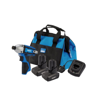 Draper PTK12VKIT 12V Impact Driver Kit, 2 x 4.0Ah, 1 x Fast Charger, 1 x Tool Bag - Code: 30605 - Pack Qty 1