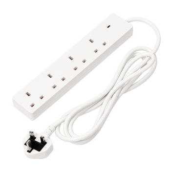 Draper EL42N13AW 4 Way White Extension Lead, 2m - Code: 30891 - Pack Qty 1