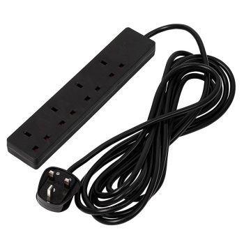 Draper EL45N13AB 4 Way Black Extension Lead, 5m - Code: 30914 - Pack Qty 1
