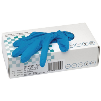 Draper NGSB-100M/UNI Nitrile Gloves, Medium, Blue (Pack of 100) - Code: 30927 - Pack Qty 1