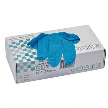 Draper NGSB-100L/UNI Nitrile Gloves, Large, Blue (Pack of 100) - Code: 30928 - Pack Qty 1