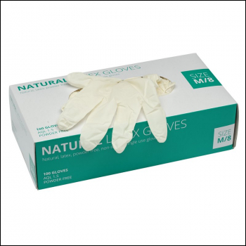 Draper GLAT-100M/NEUT Latex Gloves, Size Medium, White (Box of 100) - Code: 30929 - Pack Qty 1