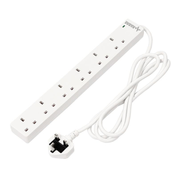 Draper ELSP62N13AW 6 Way White Extension Lead, 2m - Code: 30946 - Pack Qty 1