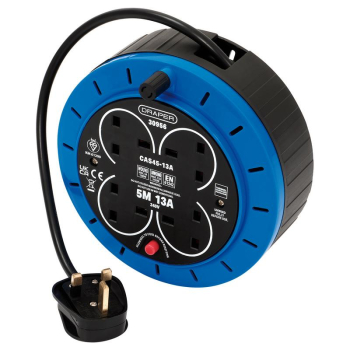 Draper CAS45-13A 230V 13A 4 Socket Cassette Reel, 5m - Code: 30956 - Pack Qty 1