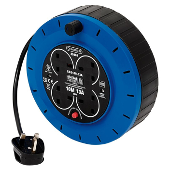 Draper CAS410-13A 230V 13A 4 Socket Cassette Reel, 10m - Code: 30961 - Pack Qty 1