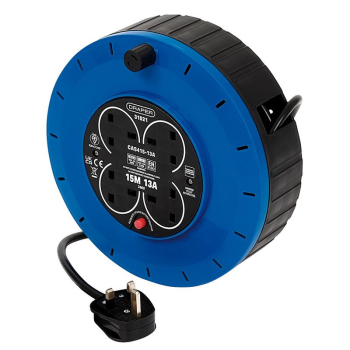 Draper CAS415-13A 230V 13A 4 Socket Cassette Reel, 15m - Code: 31021 - Pack Qty 1