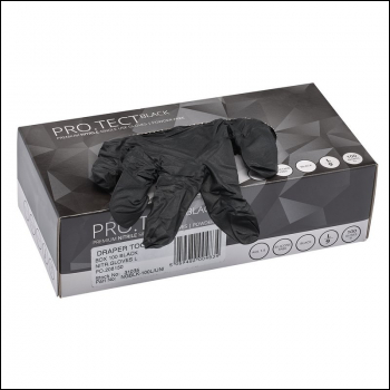 Draper NGBLK-100L/UNI Nitrile Gloves, Large, Black (Pack of 100) - Code: 31035 - Pack Qty 1