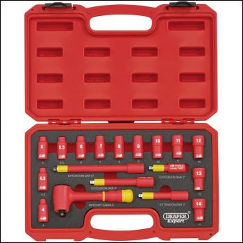 Draper B18VDE VDE Approved Fully Insulated Metric Socket Set, 1/4 inch  Sq. Dr. (18 Piece) - Discontinued - Code: 31037 - Pack Qty 1