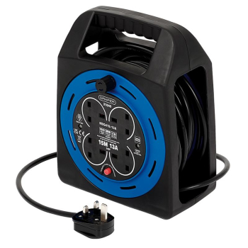 Draper HBG415-13A 230V Four Socket Cable Reel, 15m - Code: 31049 - Pack Qty 1