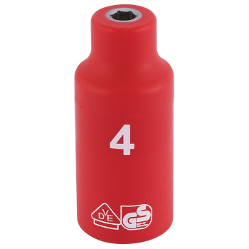Draper B6VDE-MM Fully Insulated VDE Socket, 1/4 inch  Sq. Dr., 4mm - Code: 31143 - Pack Qty 1