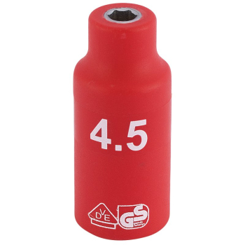 Draper B6VDE-MM Fully Insulated VDE Socket, 1/4 inch  Sq. Dr., 4.5mm - Code: 31156 - Pack Qty 1