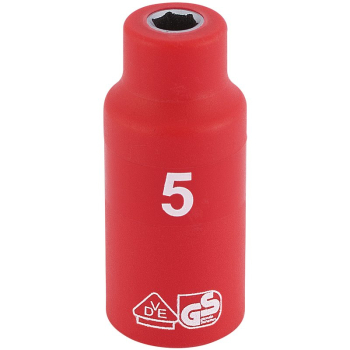Draper B6VDE-MM Fully Insulated VDE Socket, 1/4 inch  Sq. Dr., 5mm - Code: 31164 - Pack Qty 1
