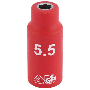 Draper B6VDE-MM Fully Insulated VDE Socket, 1/4 inch  Sq. Dr., 5.5mm - Code: 31237 - Pack Qty 1